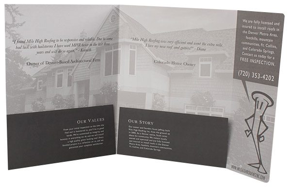 Mile High Roofing Inc. Pocket Folder (Inside View)