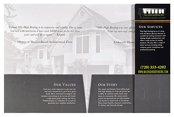 Mile High Roofing Inc. Pocket Folder (Inside Flat View)