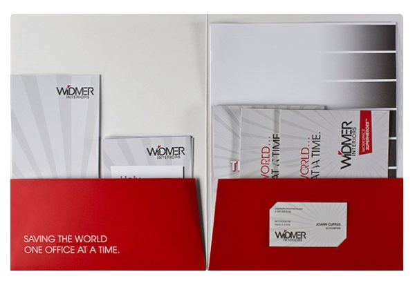 Widmer Interiors Presentation Folder with Marketing Materials in Pocket