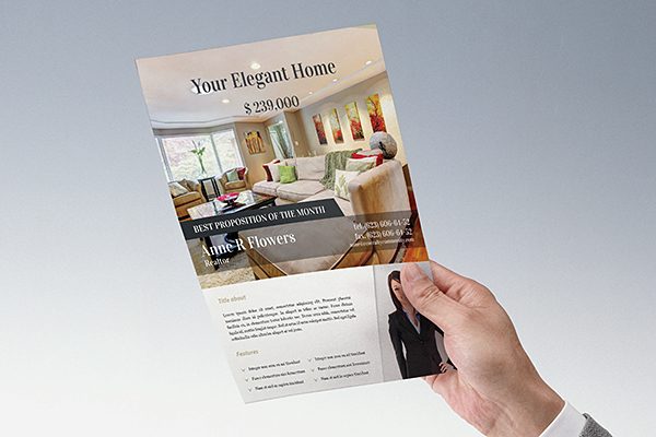 Elegant Home Real Estate Flyer Design Template (Front View)