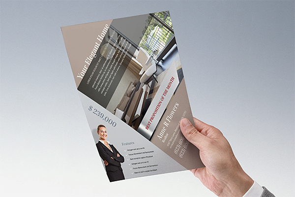 Elegant Home Real Estate Flyer Design Template (In-Hand View)