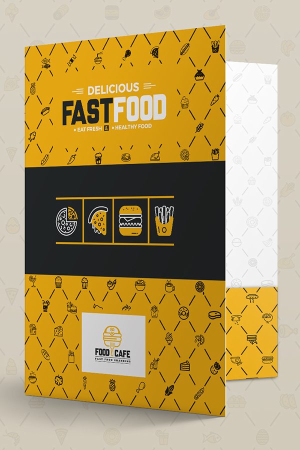 Fast Food Corporate Presentation Folder (Front Open View)