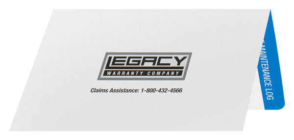 Legacy Warranty Company Document Folder (Back Open View)