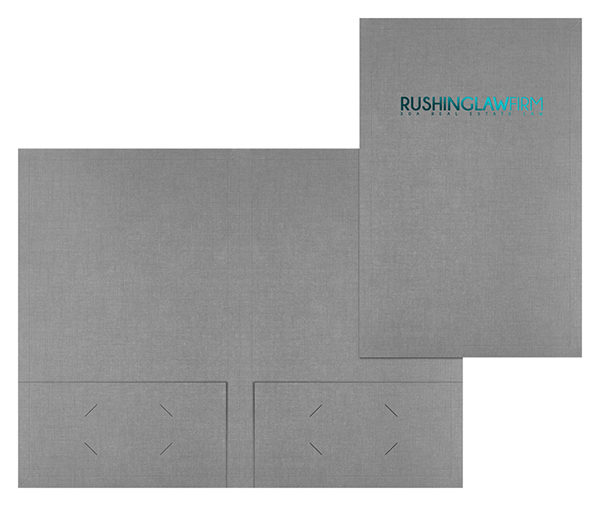 Rushing Law Firm Presentation Folder (Front and Inside View)